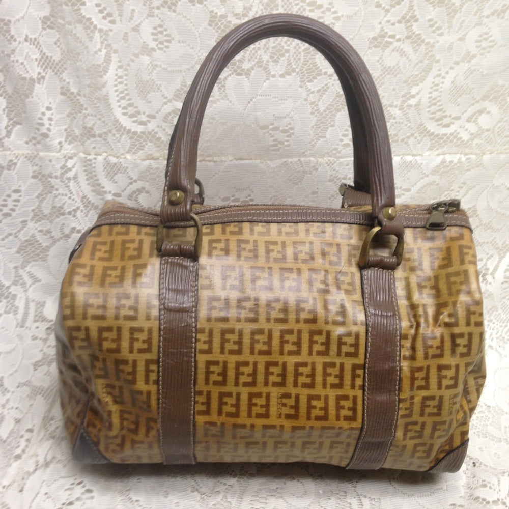 Vintage Zucca Tan Canvas Speedy Boston Hand Bag