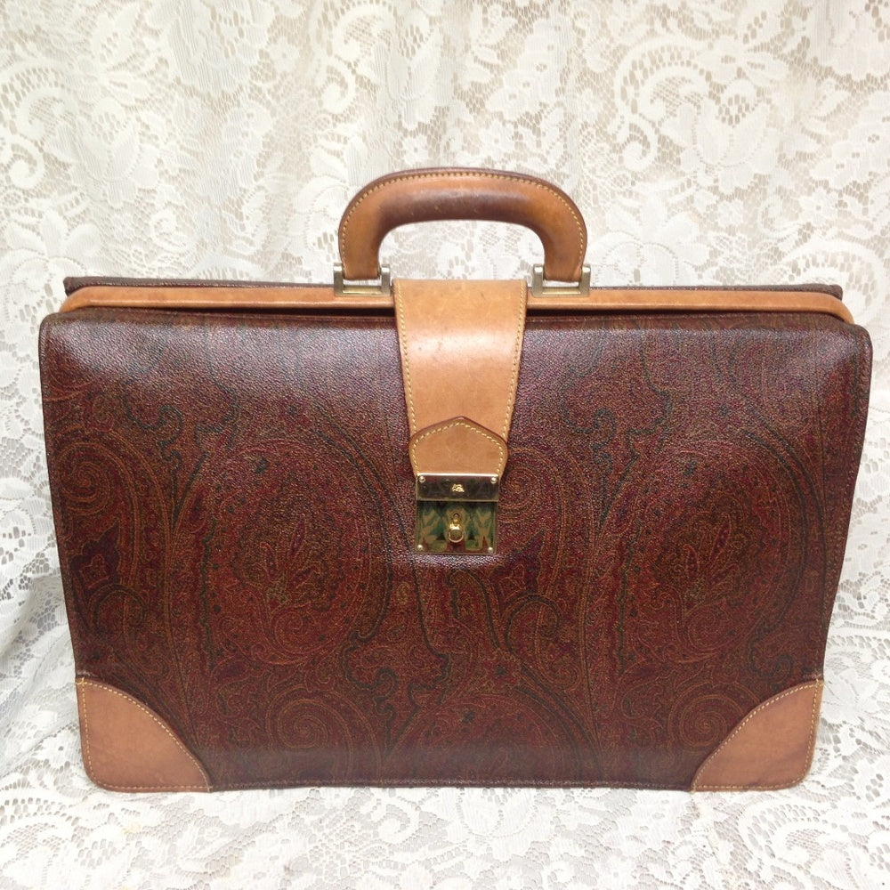Etro, Italy, Burgundy Paisley Briefcase 18inx12in