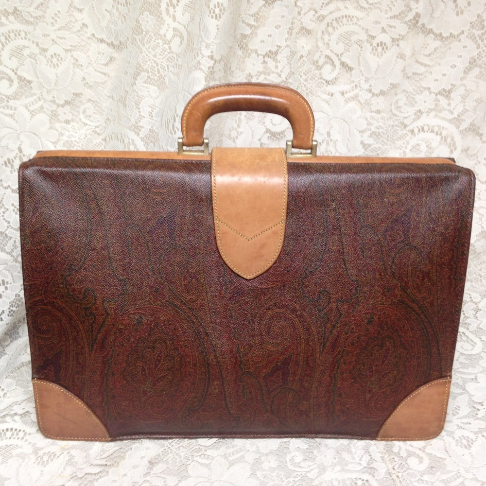 Etro, Italy, Burgundy Paisley Briefcase 18inx12in