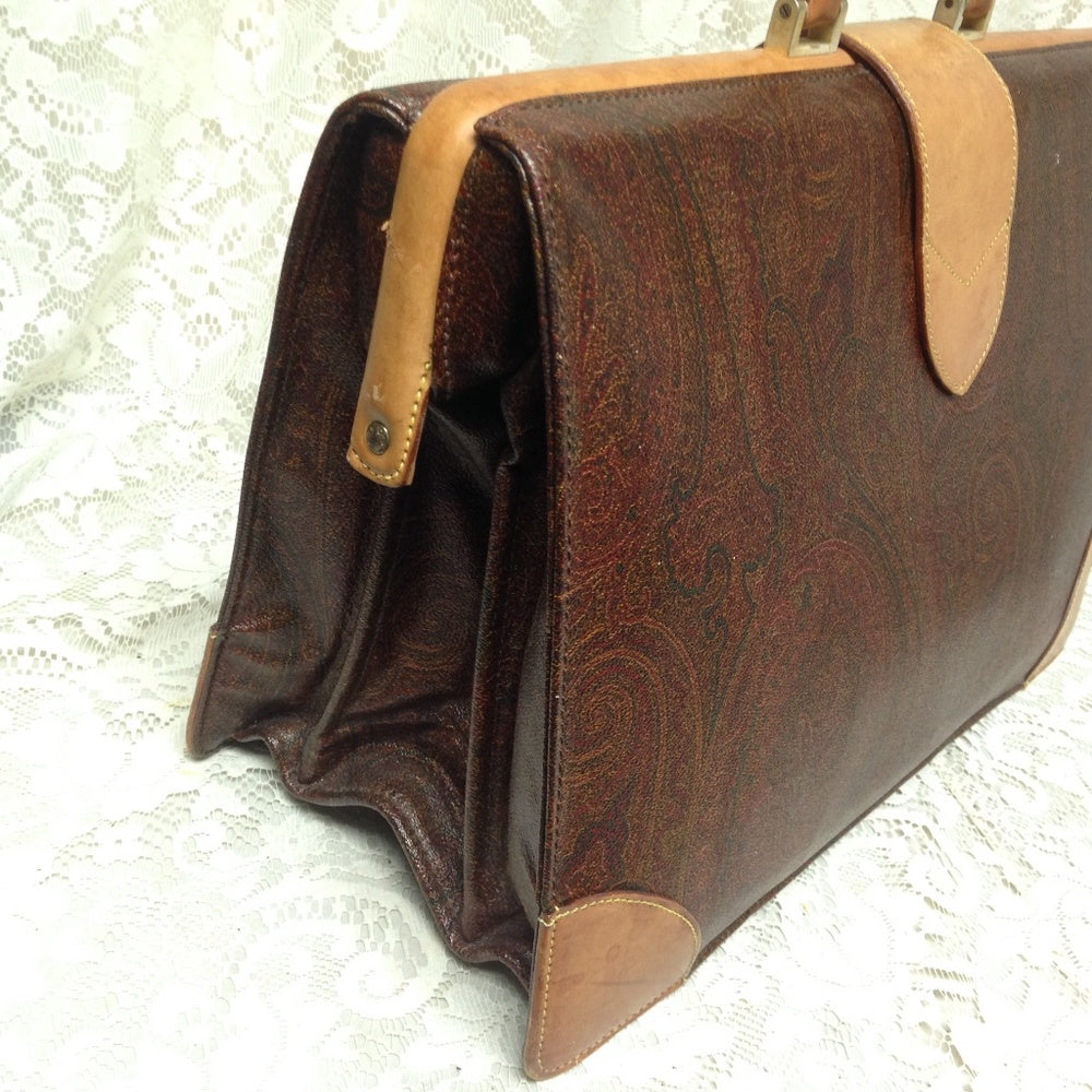 Etro, Italy, Burgundy Paisley Briefcase 18inx12in
