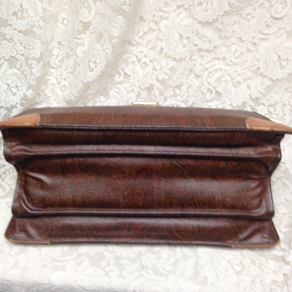 Etro, Italy, Burgundy Paisley Briefcase 18inx12in
