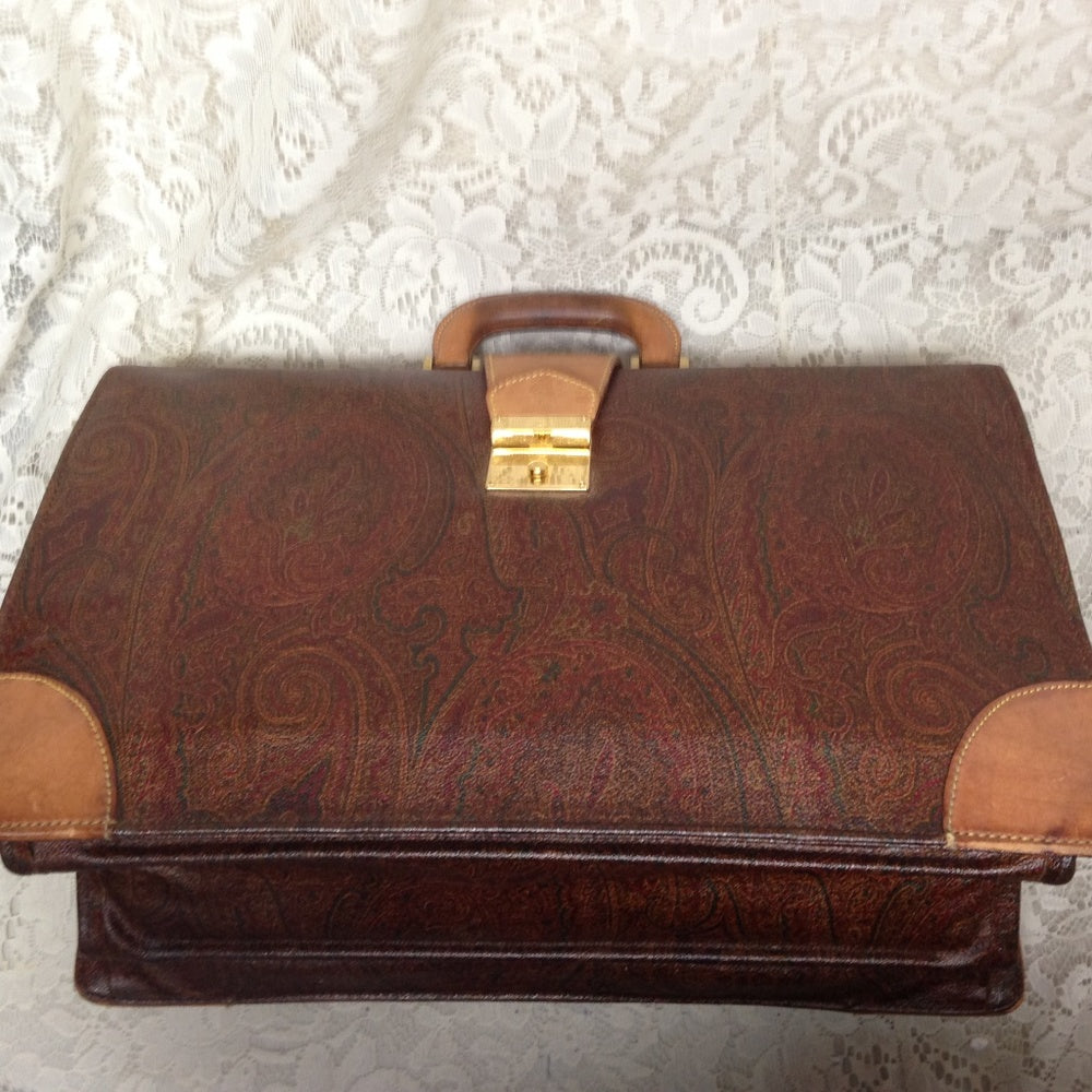 Etro, Italy, Burgundy Paisley Briefcase 18inx12in