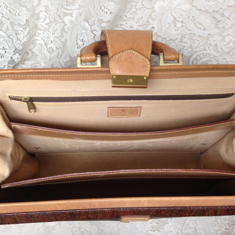 Etro, Italy, Burgundy Paisley Briefcase 18inx12in