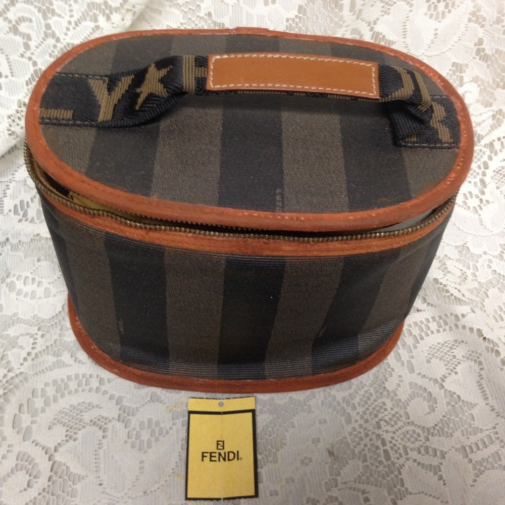 Fendi Pequin Stripes Coated Canvas Cosmetic Pouch