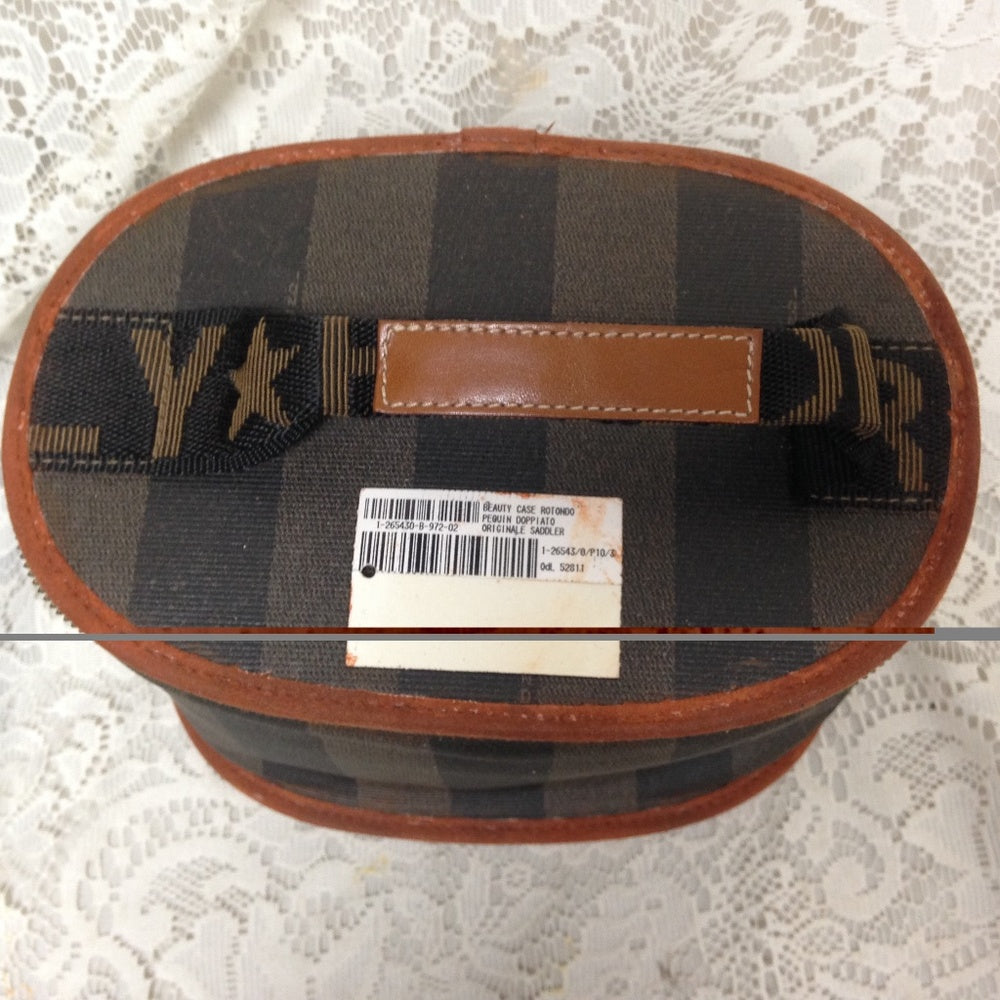 Fendi Pequin Stripes Coated Canvas Cosmetic Pouch
