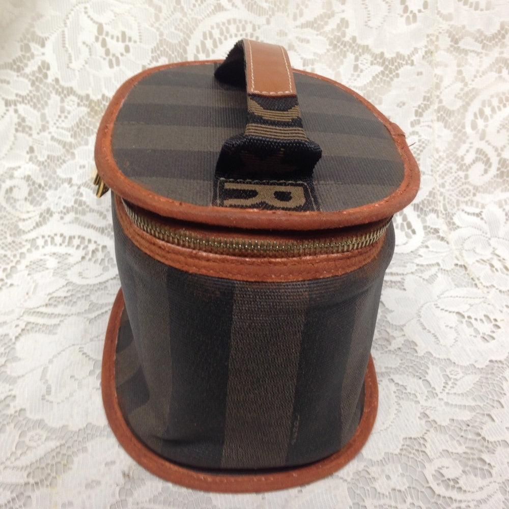 Fendi Pequin Stripes Coated Canvas Cosmetic Pouch