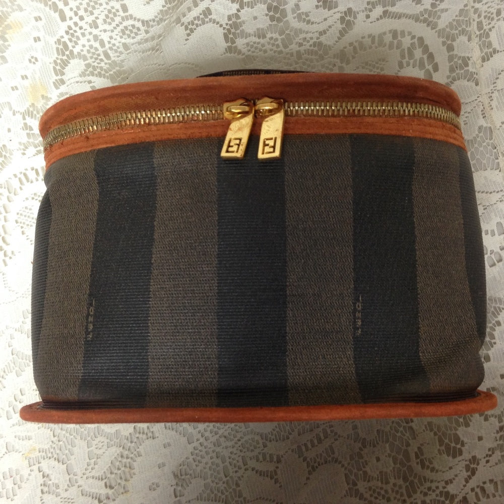 Fendi Pequin Stripes Coated Canvas Cosmetic Pouch