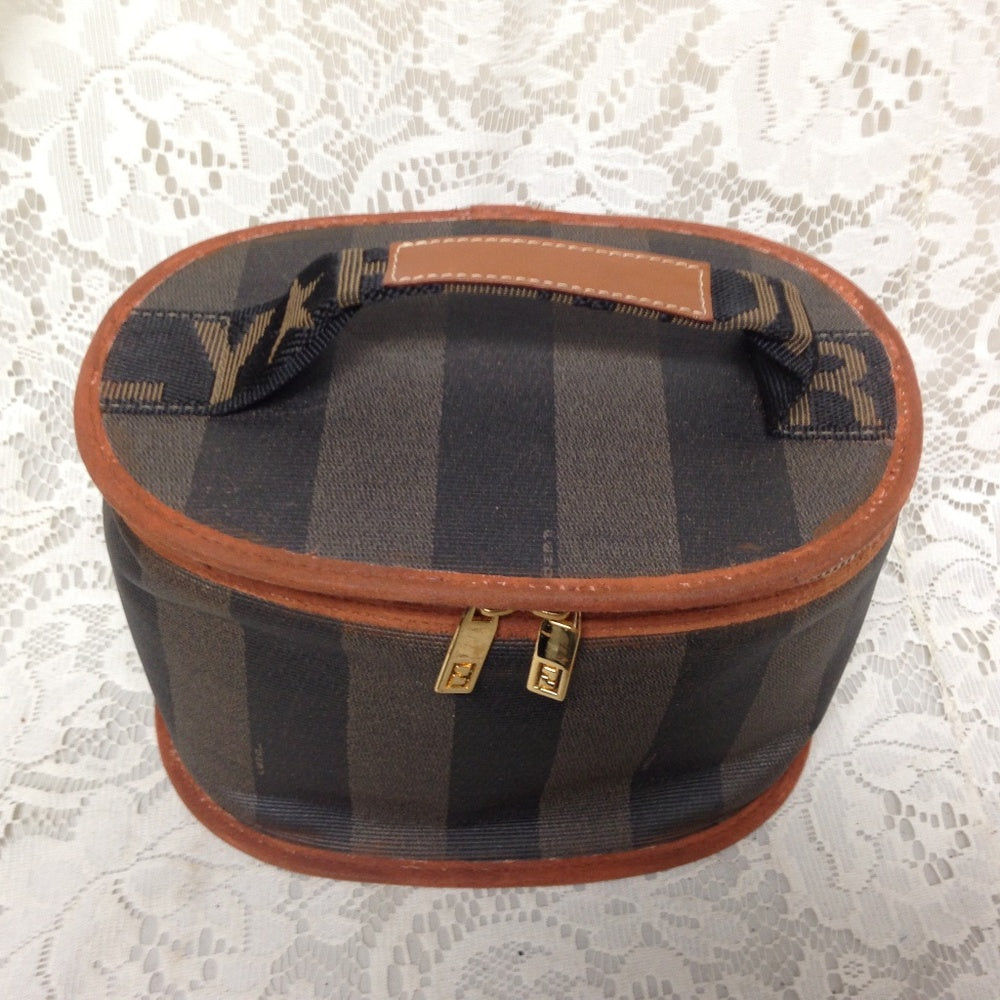 Fendi Pequin Stripes Coated Canvas Cosmetic Pouch
