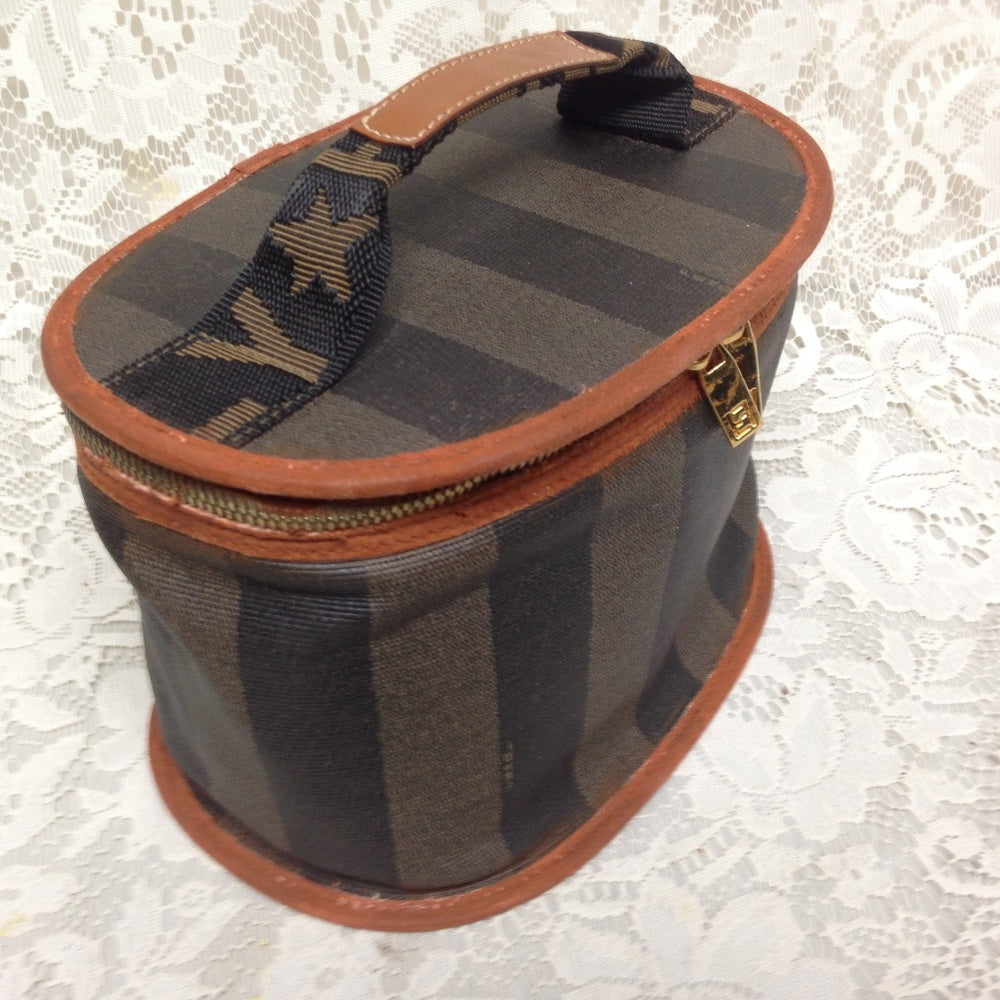 Fendi Pequin Stripes Coated Canvas Cosmetic Pouch