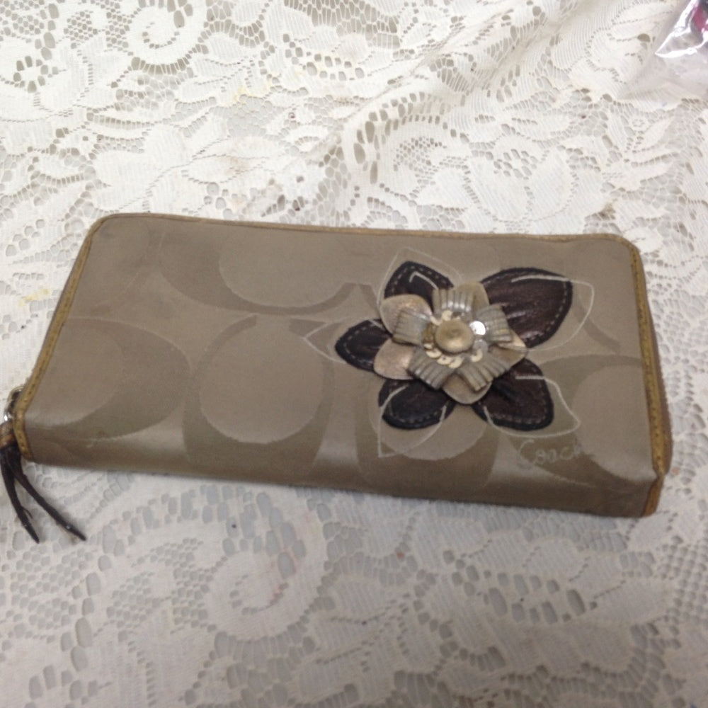 Coach CC Monogram, Brown with Gold Leather Trim,