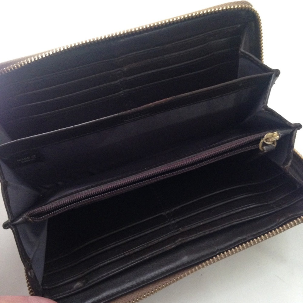 Coach CC Monogram, Brown with Gold Leather Trim,
