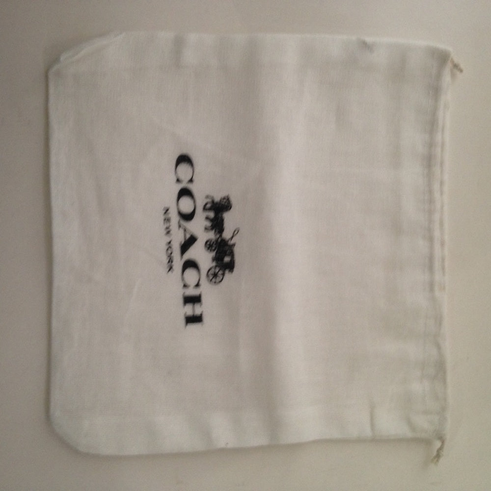 Coach White Wallet Dust Bag 8in x 8in