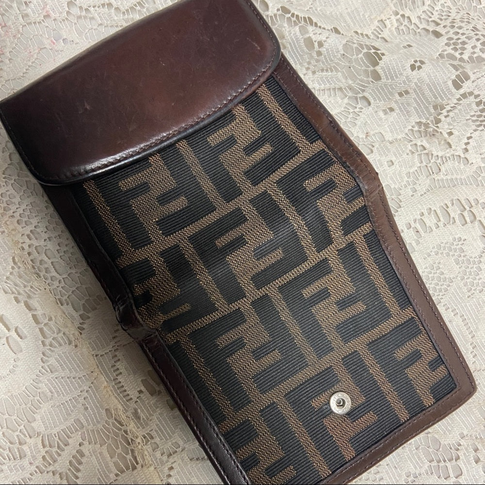 Fendi Italy, Zucca Pattern Unisex Compact Wallet 4.5in x 4.5in