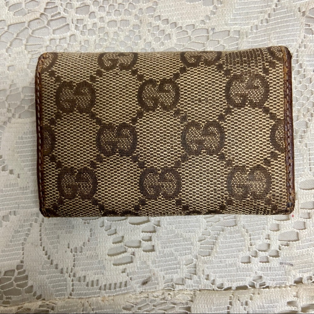 Gucci Brown Mono 4-Hooks Key Case 3.5in x 2.5in