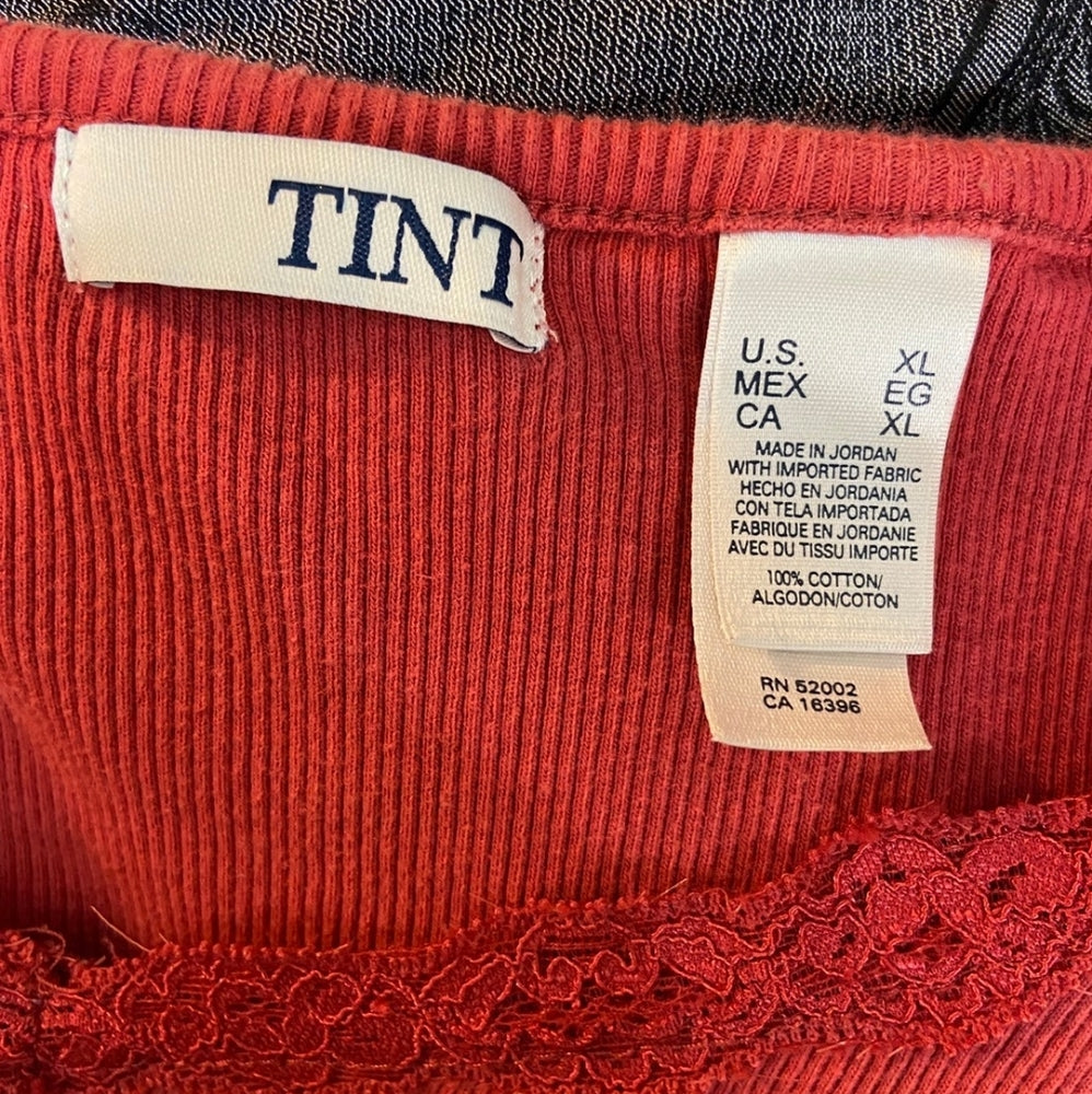 Tint Red Cotton Tank Top - Size XL