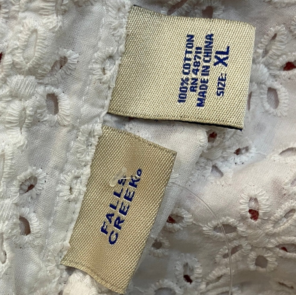 Falls Creek, White Eyelet Shirt - Size XL (80422)