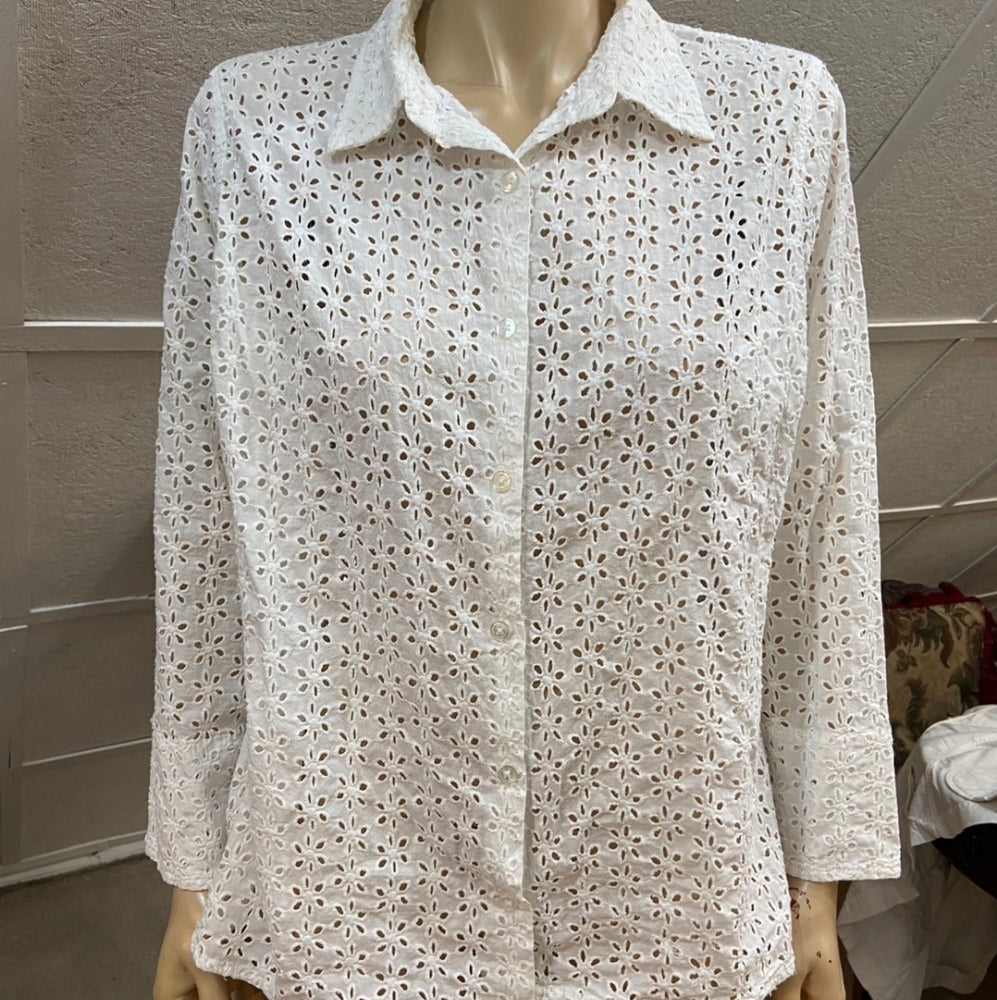 Falls Creek White Eyelet Top with Gap Pink Printed Skirt Outfit Set