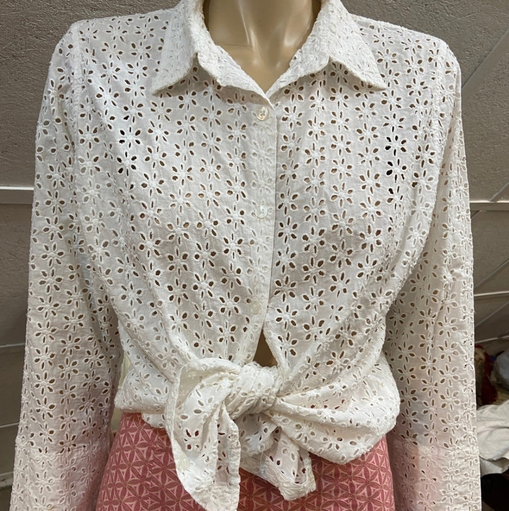 Falls Creek White Eyelet Top with Gap Pink Printed Skirt Outfit Set