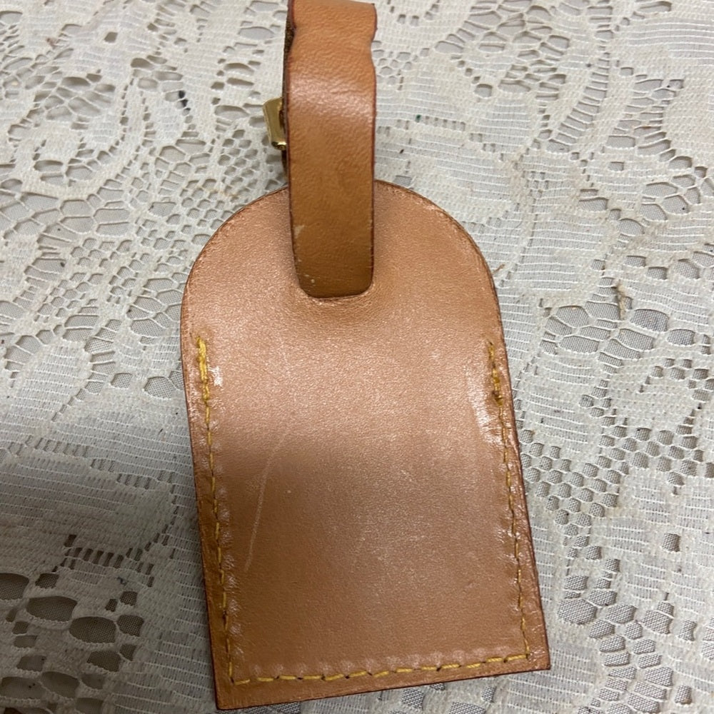 Etro 3.5in x 2.5in Tan Leather Handbag -Luggage Name Tag (A)