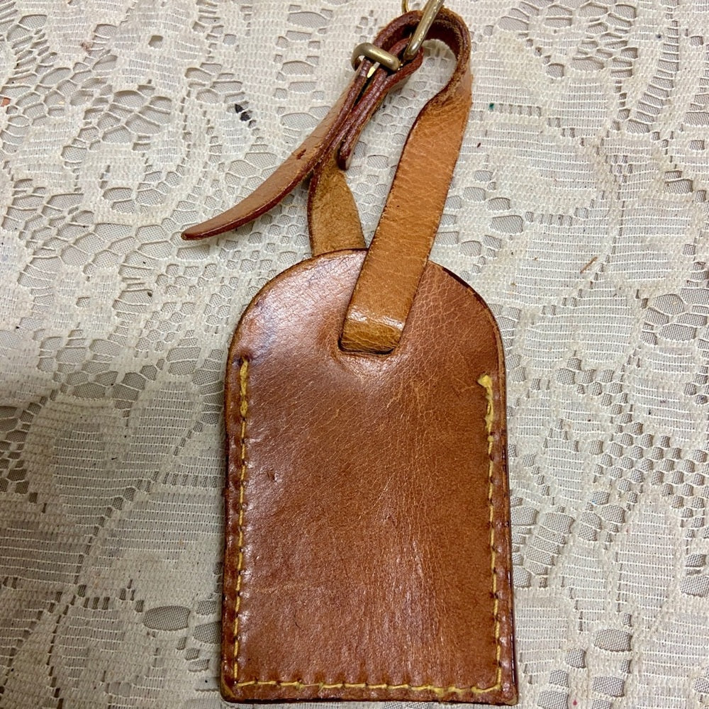 Etro 3.5in x 2.5in Tan Leather Handbag -Luggage Name Tag (B)