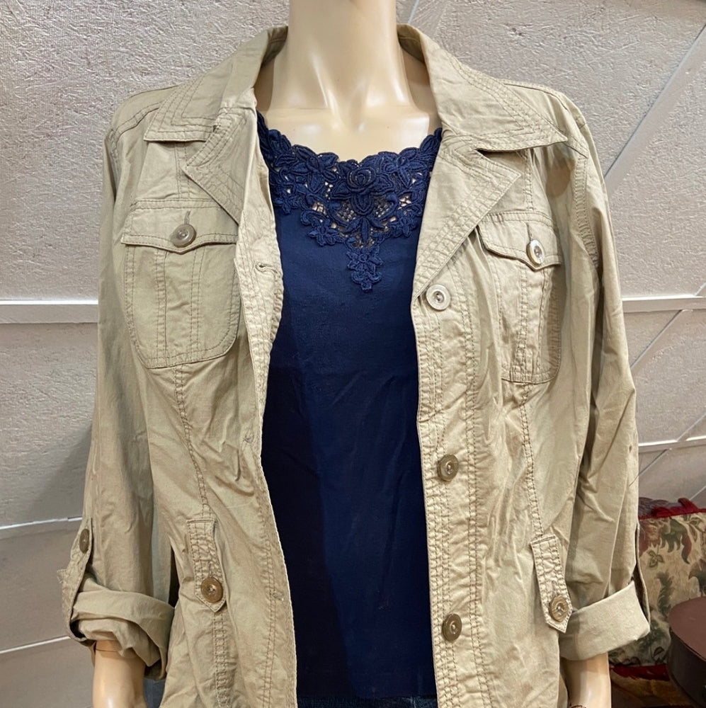 Faded Glory, Beige Jacket and 111 State, Denim Skirt Outfit set
