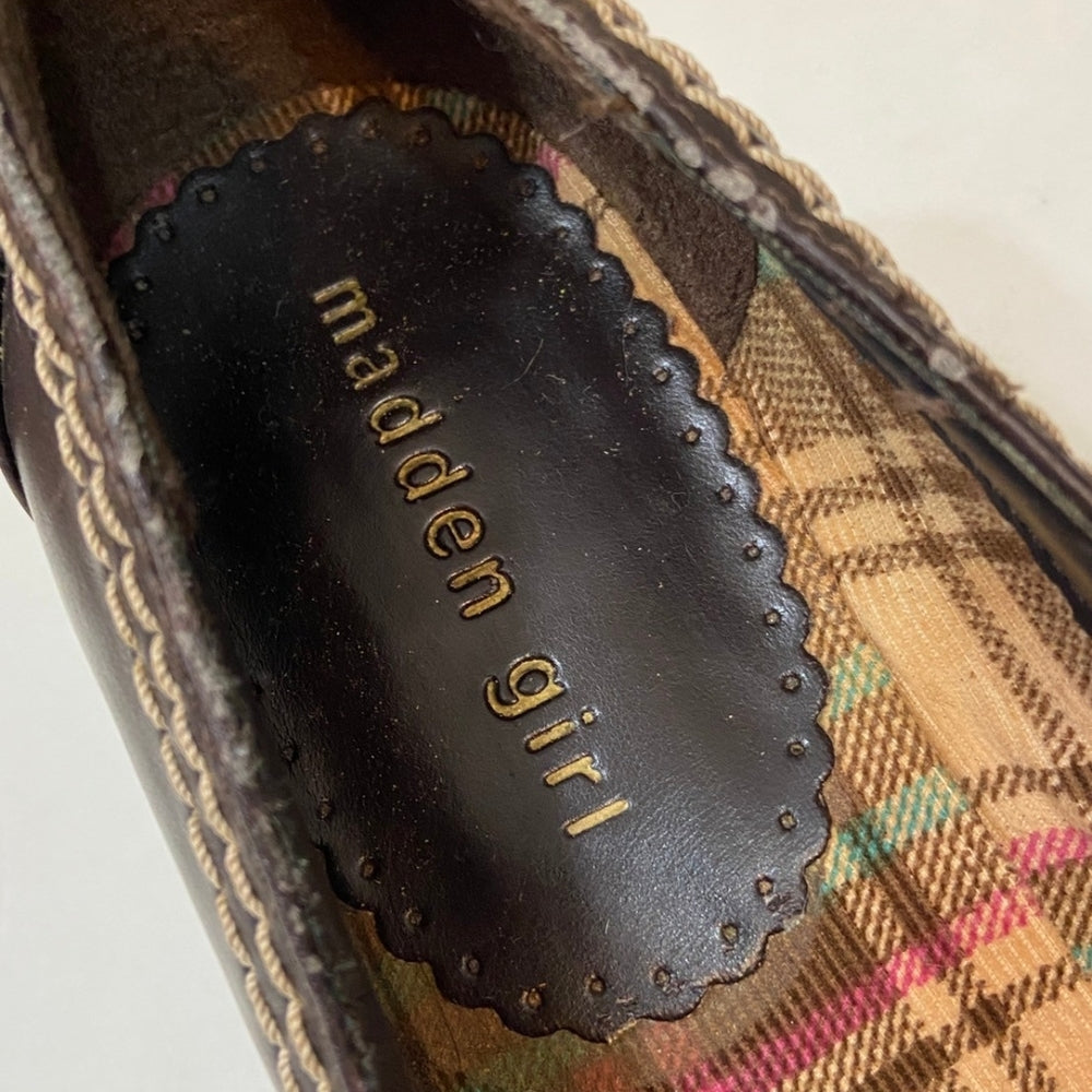 Madden Girl, Brown Leather Wedges - Size 8