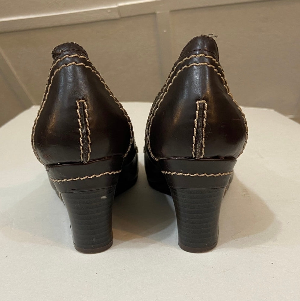 Madden Girl, Brown Leather Wedges - Size 8