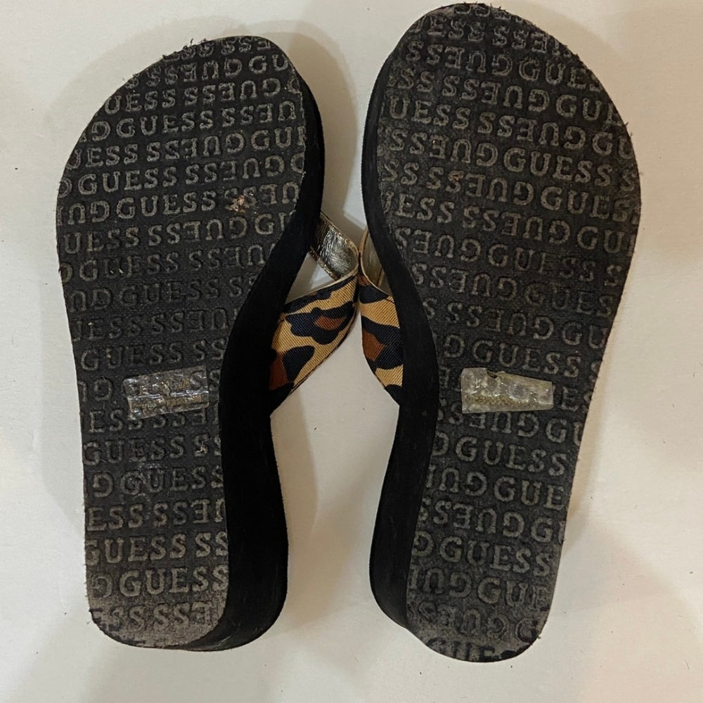 Guess, Animal Print Platform Flip Flops - Size 7.5