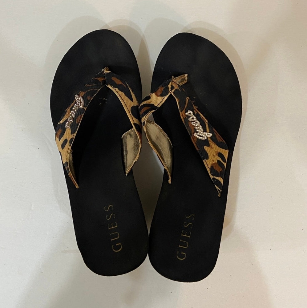 Guess, Animal Print Platform Flip Flops - Size 7.5