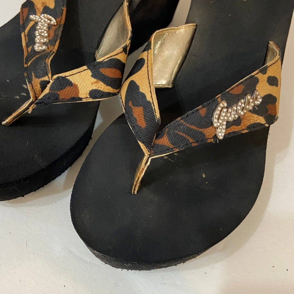 Guess, Animal Print Platform Flip Flops - Size 7.5