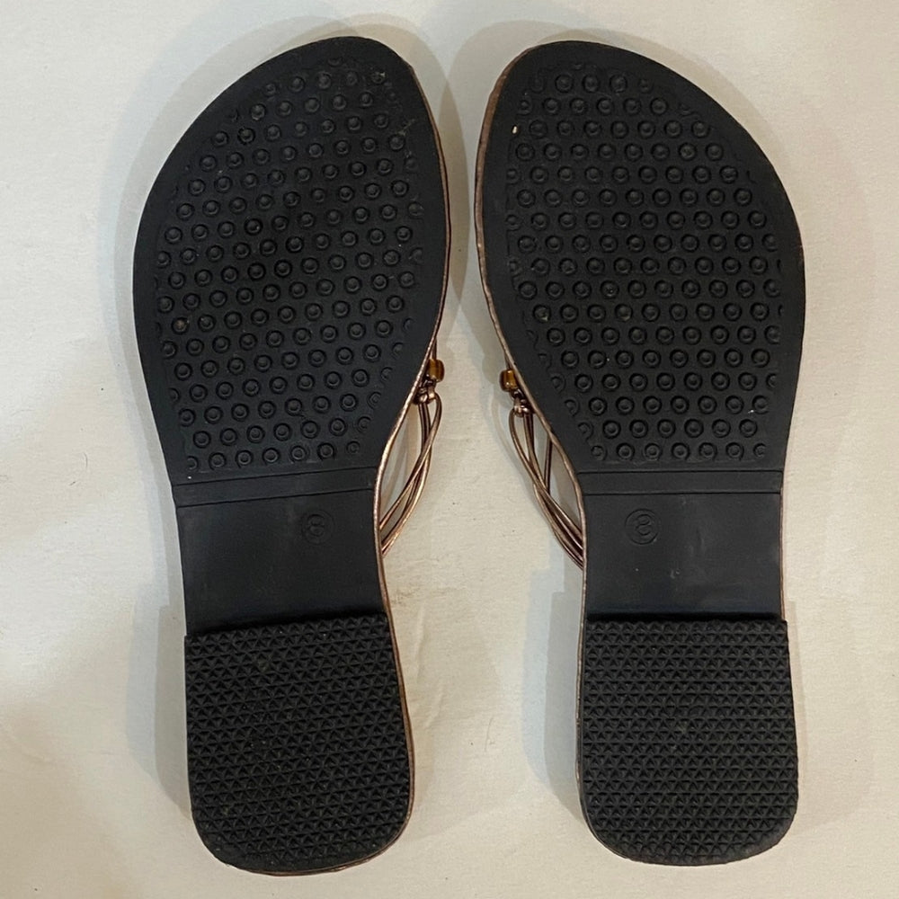 PW Shoe, Copper Beaded Sandals - Size 8