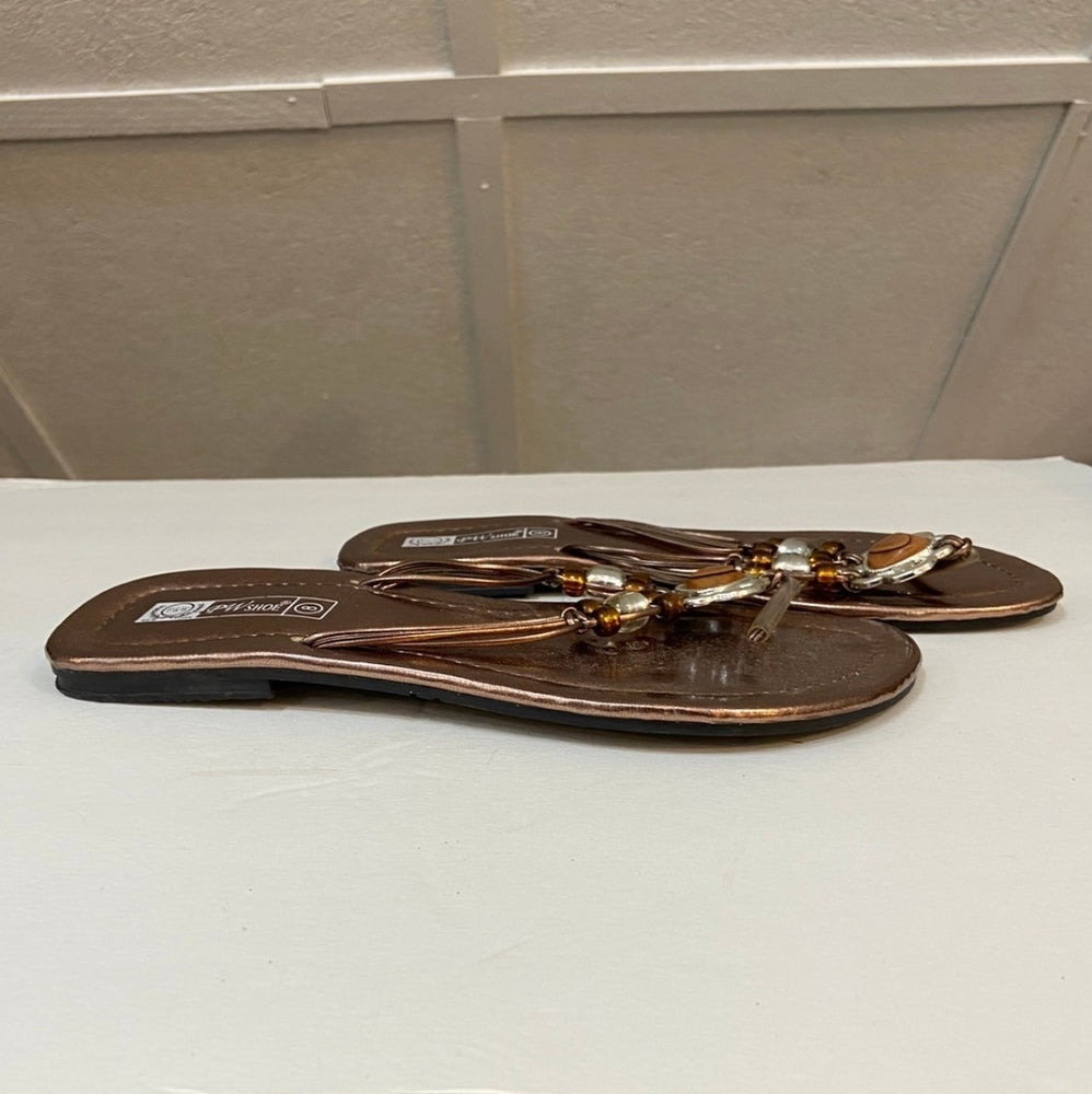 PW Shoe, Copper Beaded Sandals - Size 8