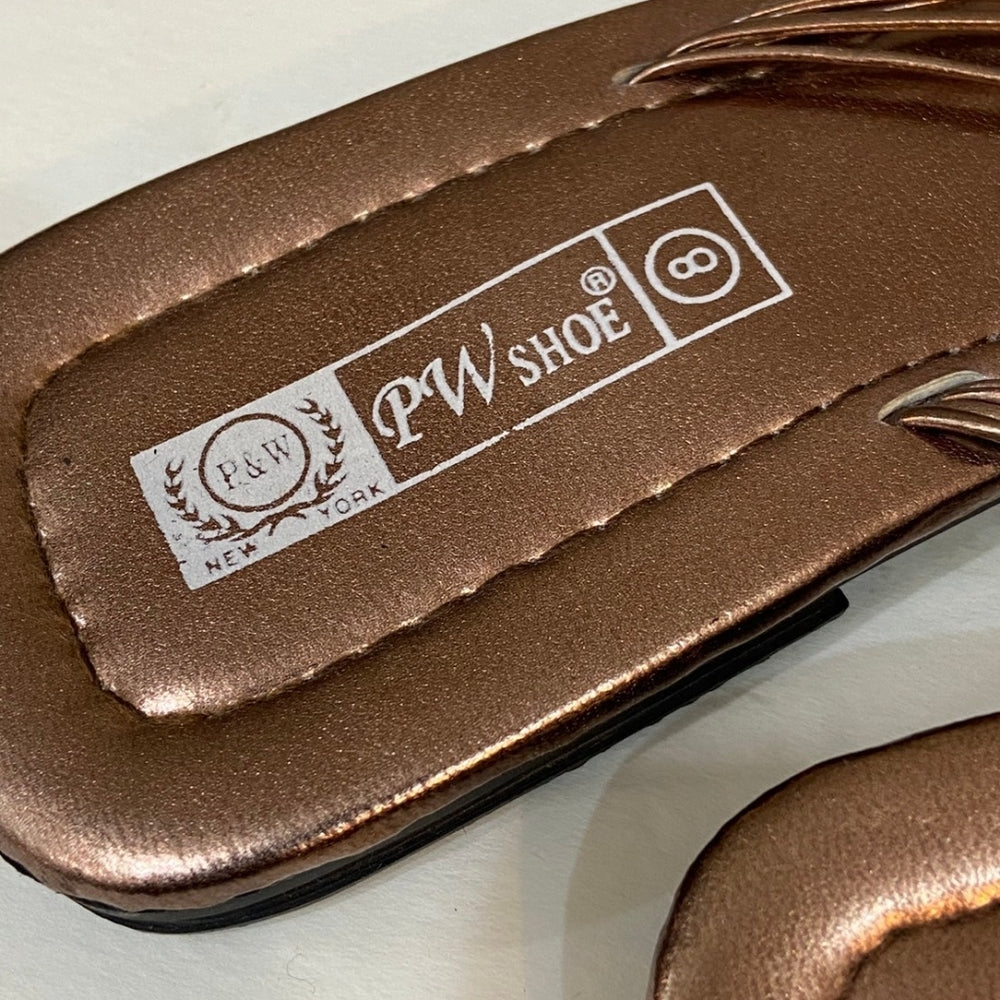PW Shoe, Copper Beaded Sandals - Size 8