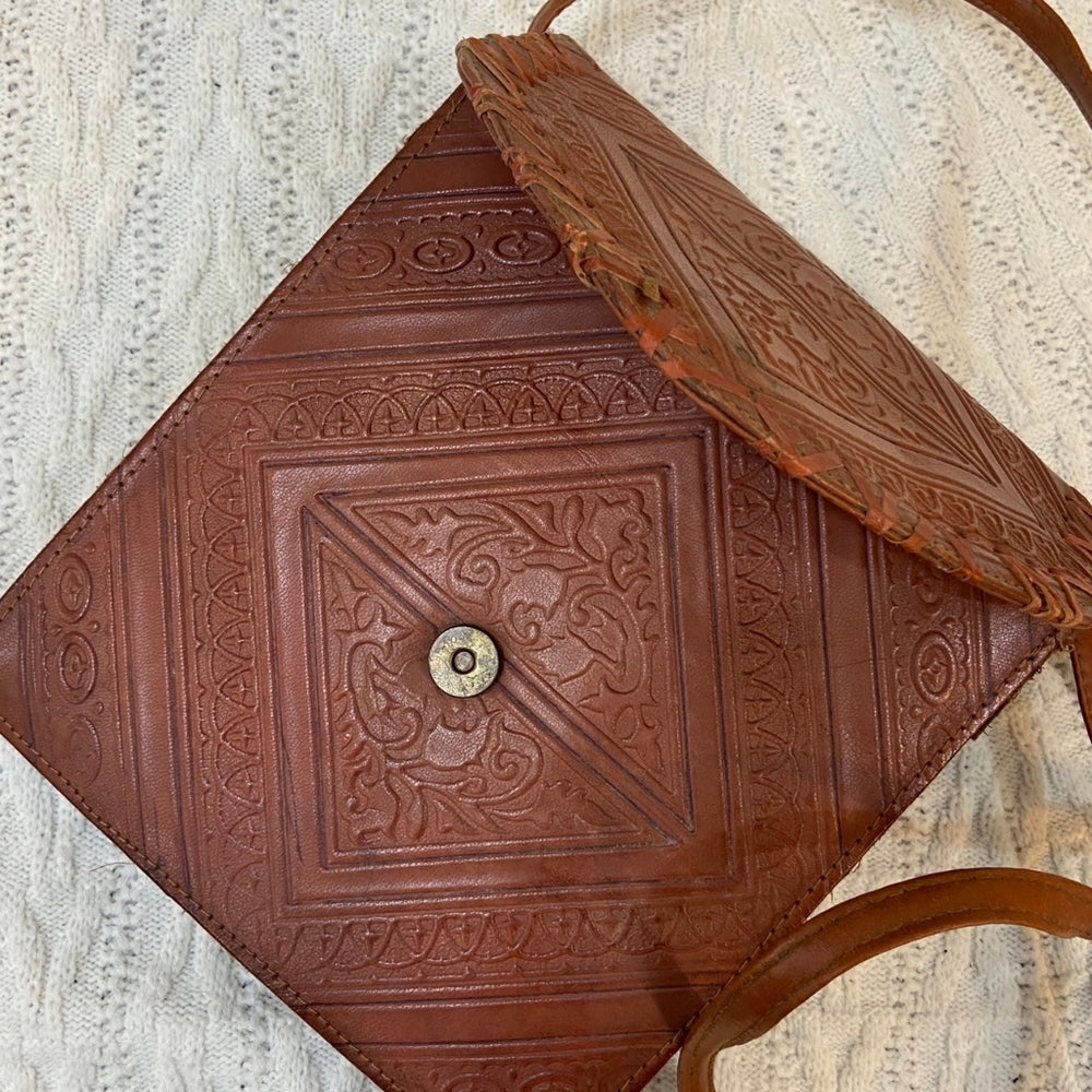 Moroccan Magic, Genuine Tooled Leather Shoulder Bag