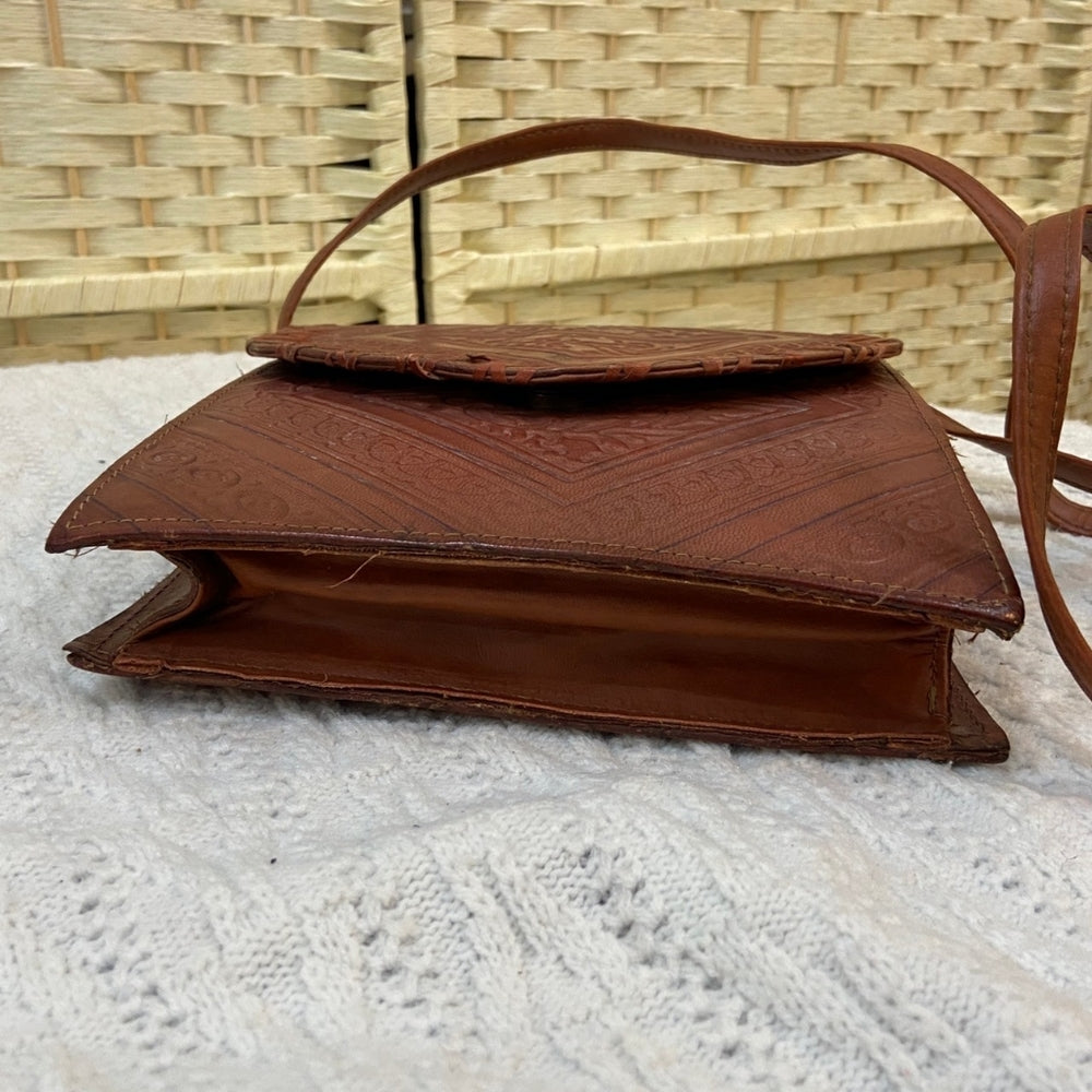 Moroccan Magic, Genuine Tooled Leather Shoulder Bag