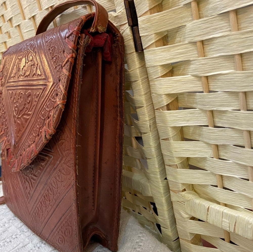 Moroccan Magic, Genuine Tooled Leather Shoulder Bag