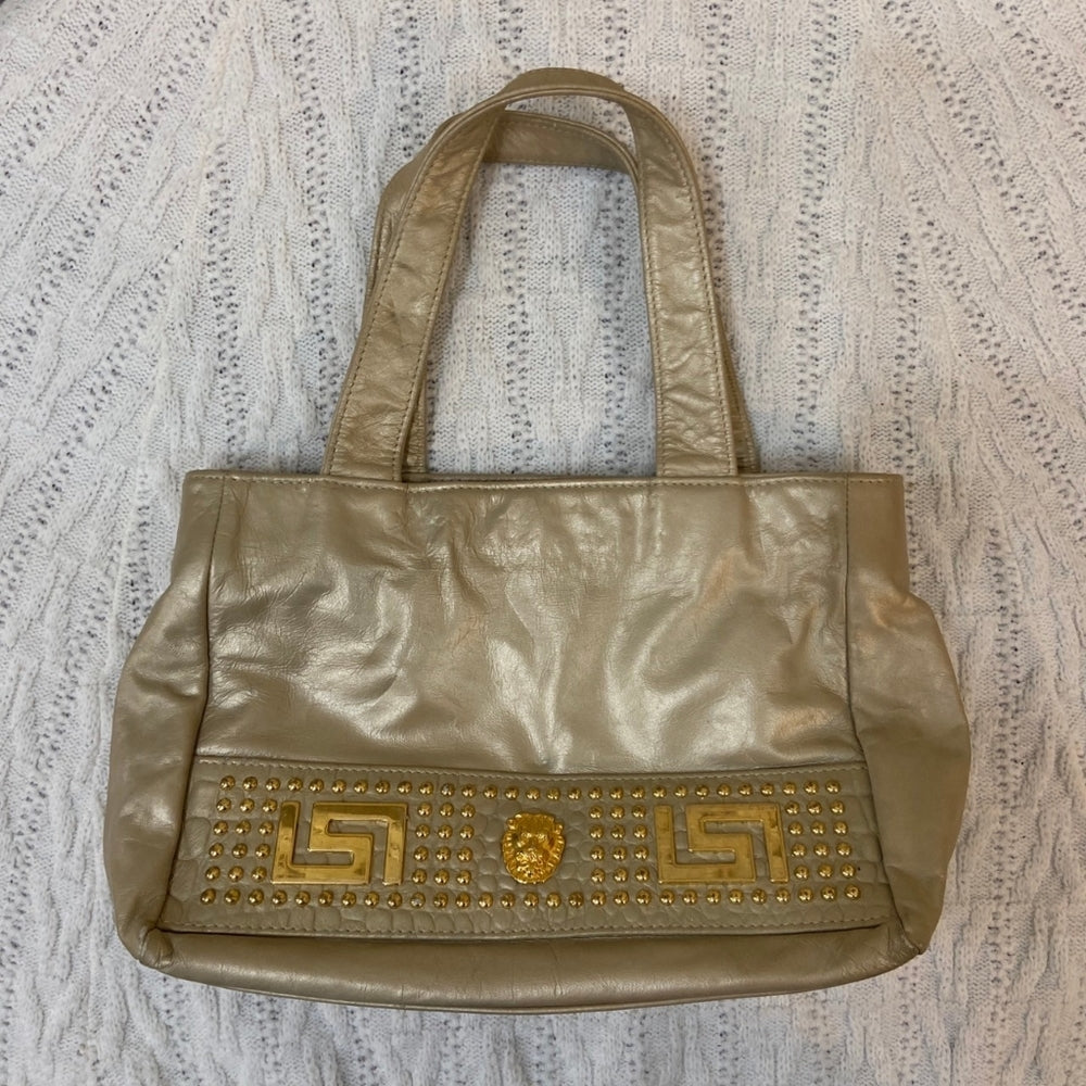 Park Avenue International, Genuine Leather White and Gold Hand Bag
