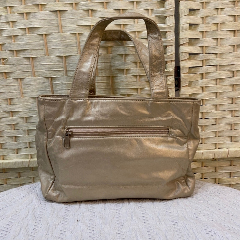 Park Avenue International, Genuine Leather White and Gold Hand Bag