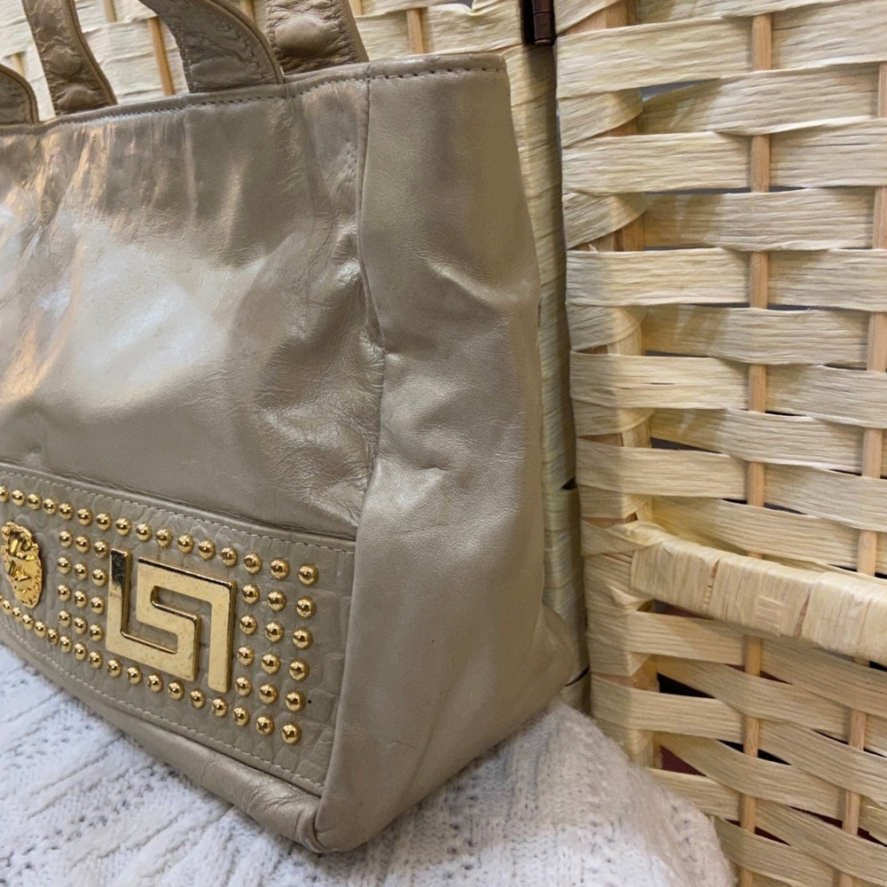 Park Avenue International, Genuine Leather White and Gold Hand Bag