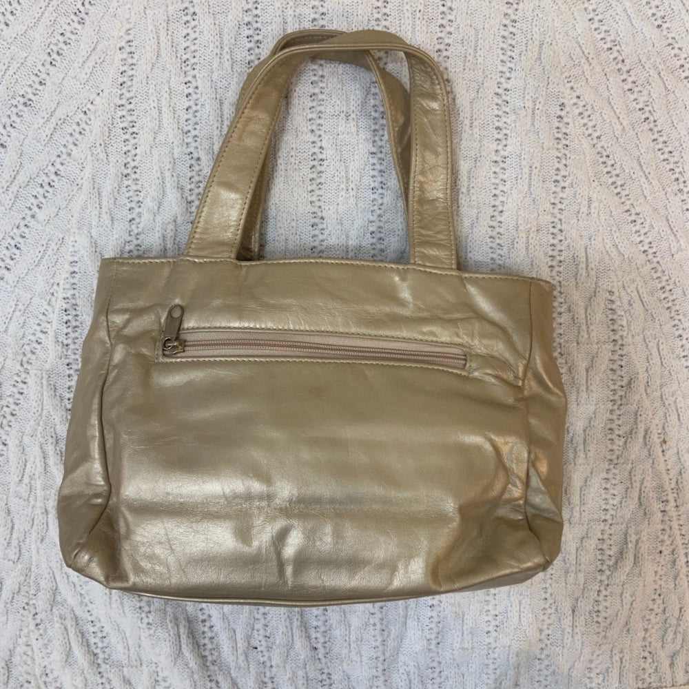 Park Avenue International, Genuine Leather White and Gold Hand Bag