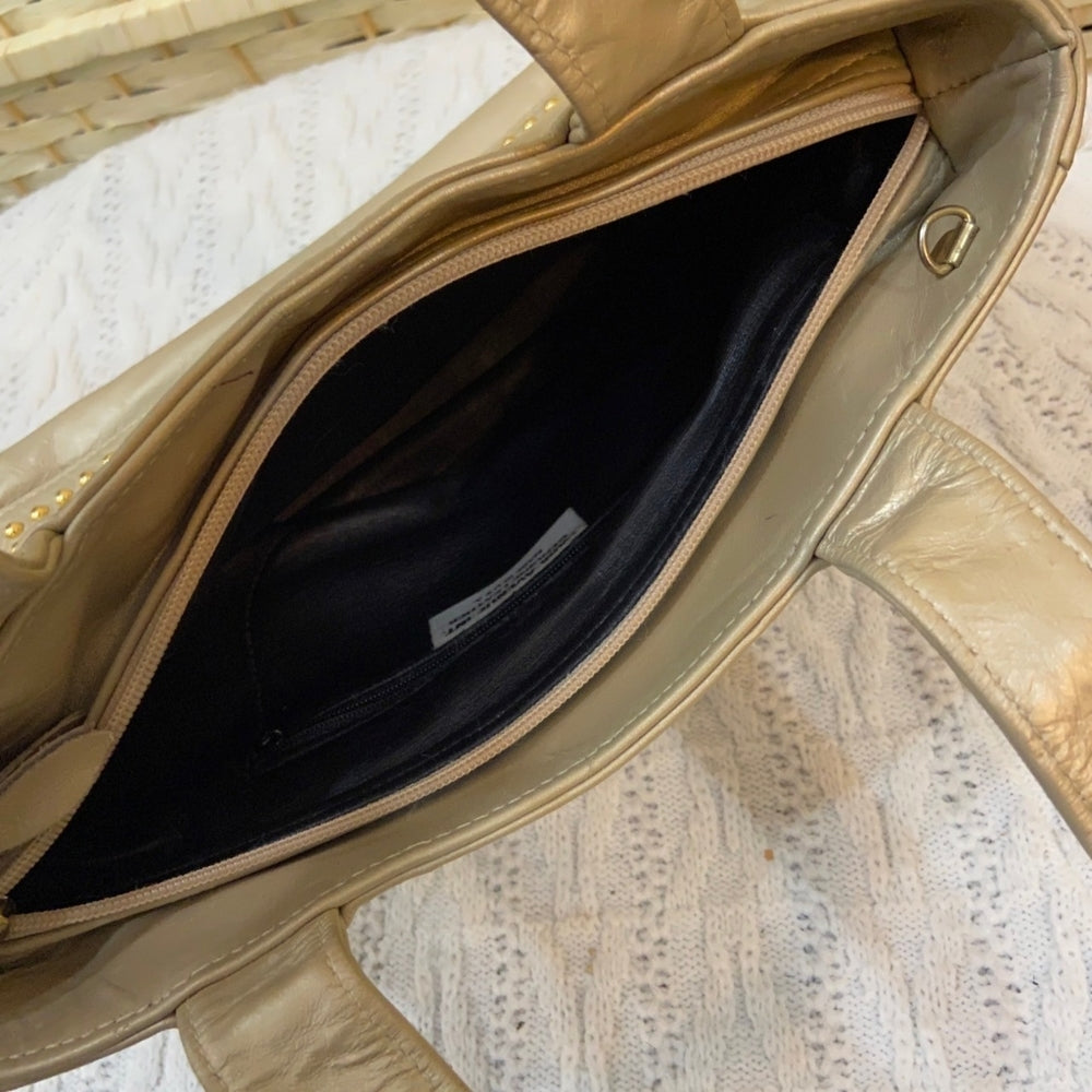 Park Avenue International, Genuine Leather White and Gold Hand Bag