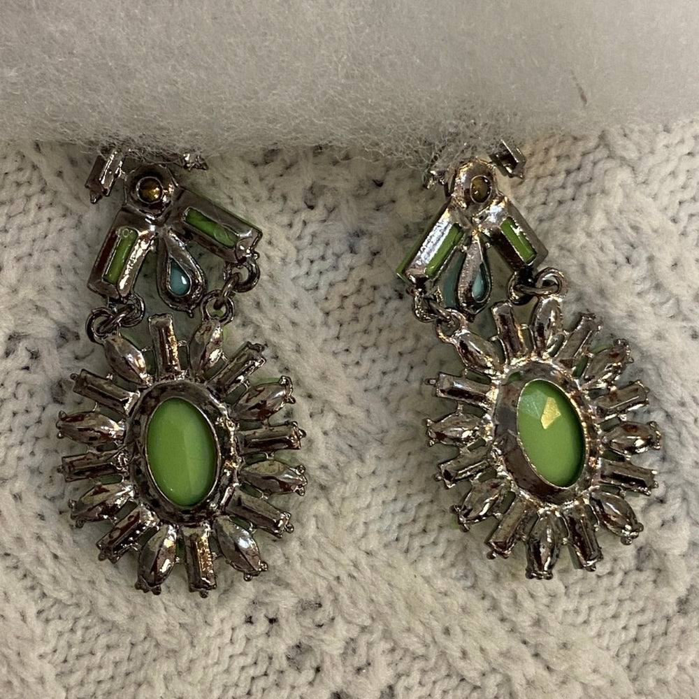 Green, Chandelier Dangling Pierced Earrings