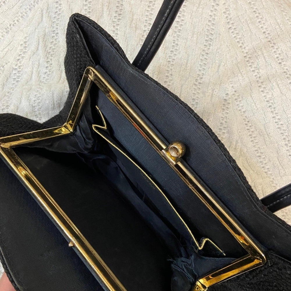 Vintage Dover Black Clasp Hand Bag