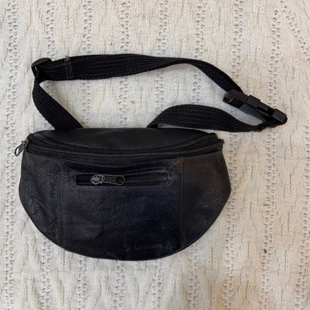 Lufthansa First Class, Black Leather Fanny Pack
