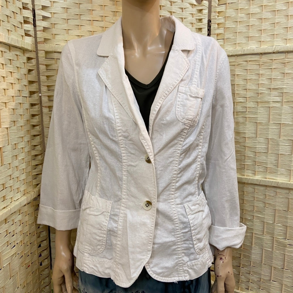 Sonoma, Vintage White Linen Jacket - Size M