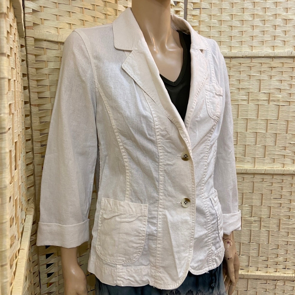 Sonoma, Vintage White Linen Jacket - Size M