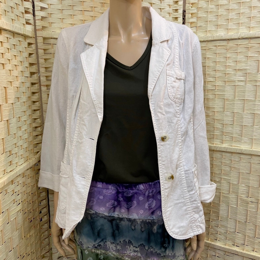 Sonoma, Vintage White Linen Jacket - Size M