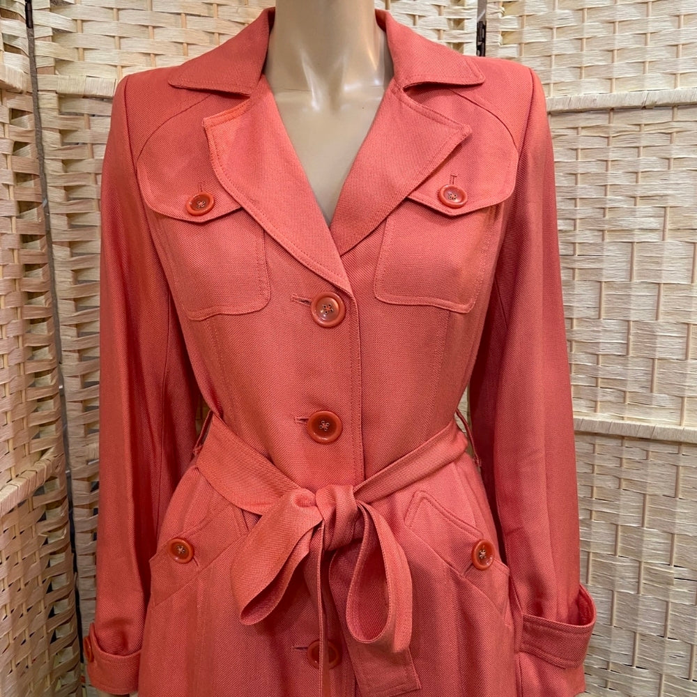 Eci New York, Coral Trench Coat - Size 6