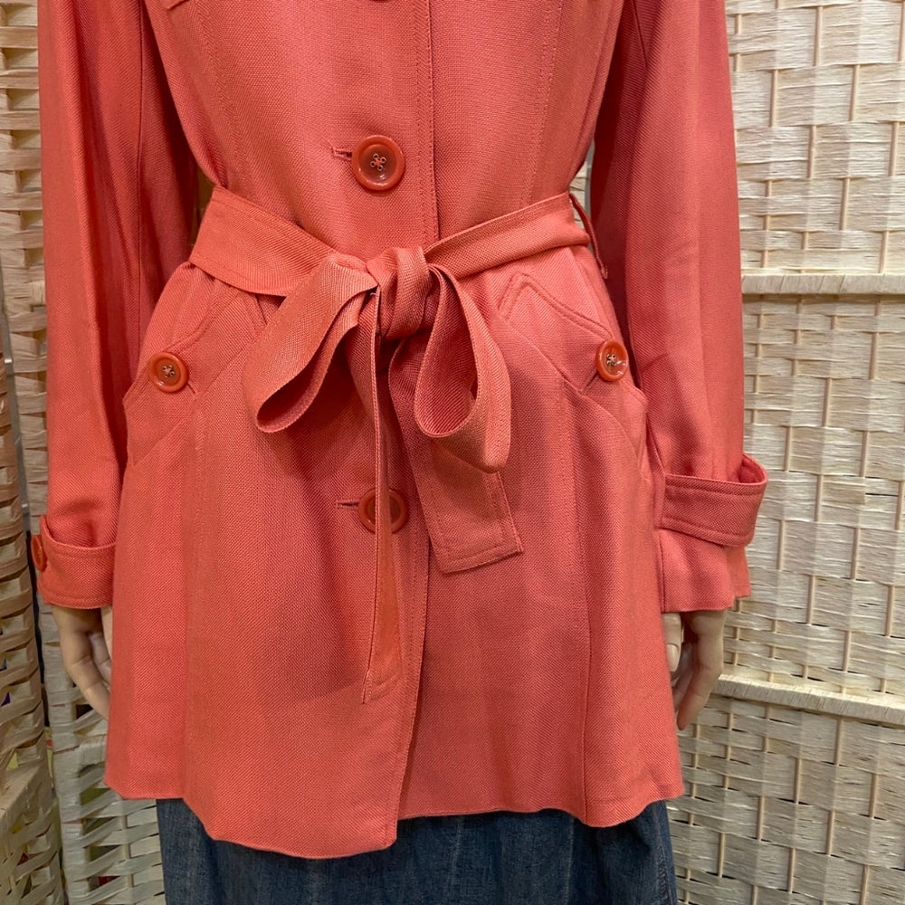 Eci New York, Coral Trench Coat - Size 6