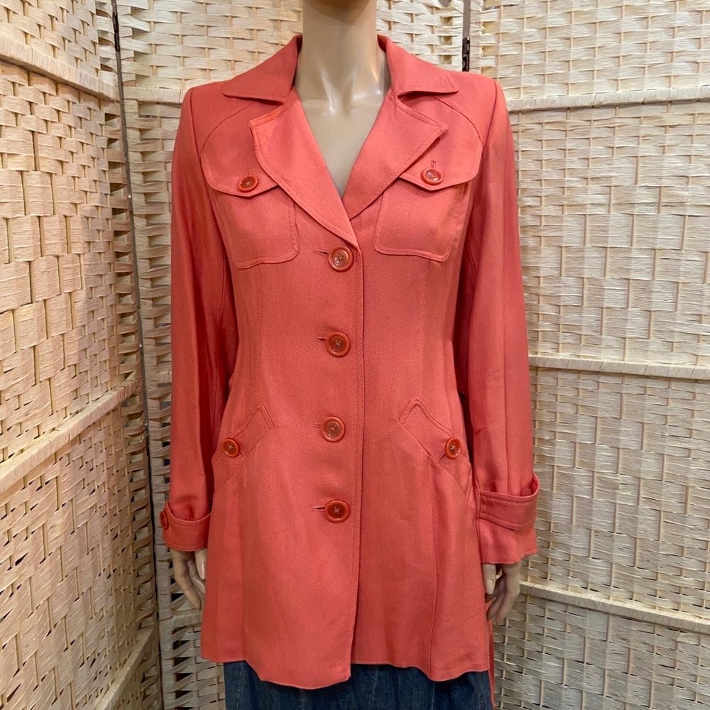 Eci New York, Coral Trench Coat - Size 6